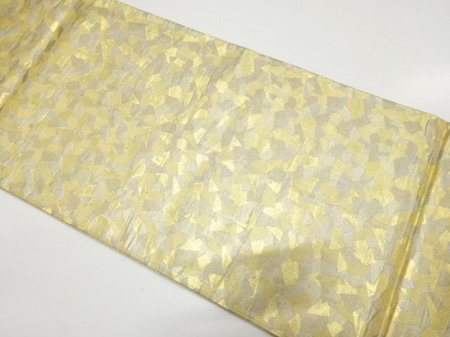 JAPANESE KIMONO / ANTIQUE GOLD / SILVER THREAD COBBLESTONE PATTERN WOV